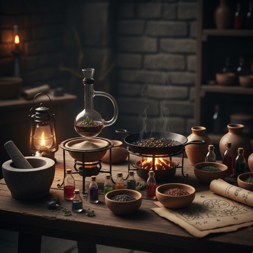 Tisch des Essenzenbrauers